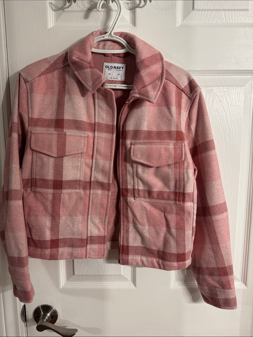 Old Navy Pink Plaid Utility Shacket
